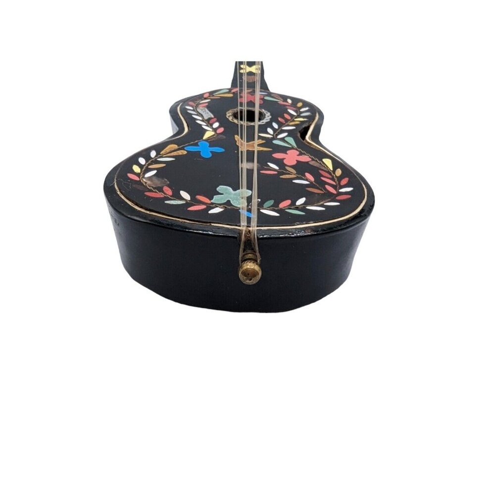Vintage Miniature Wooden Painted Napoli Guitar Music Box Italy Made Santa Maria - Picture 5 of 14